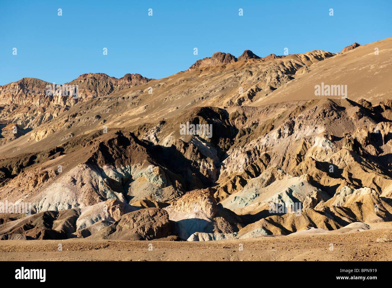 Artists palette on the face of Black Mountains, Artists drive, Death Valley National Park, California, USA Stock Photo