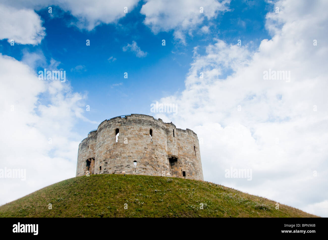 Clifford Tower in York, Northern England. Stock Photo