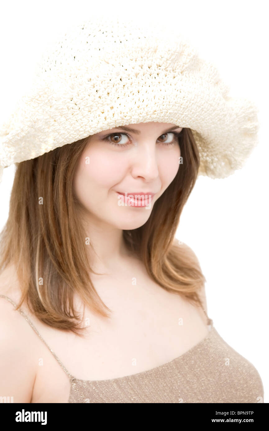 Beautiful woman wearing an elegant hat Stock Photo Alamy