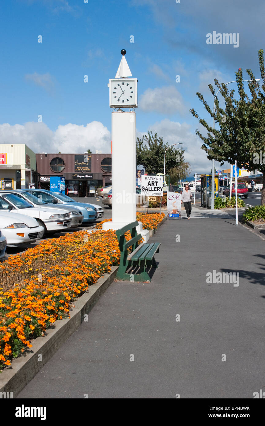 Clock tower in KatiKati, New Zealand. A small town famous for its open