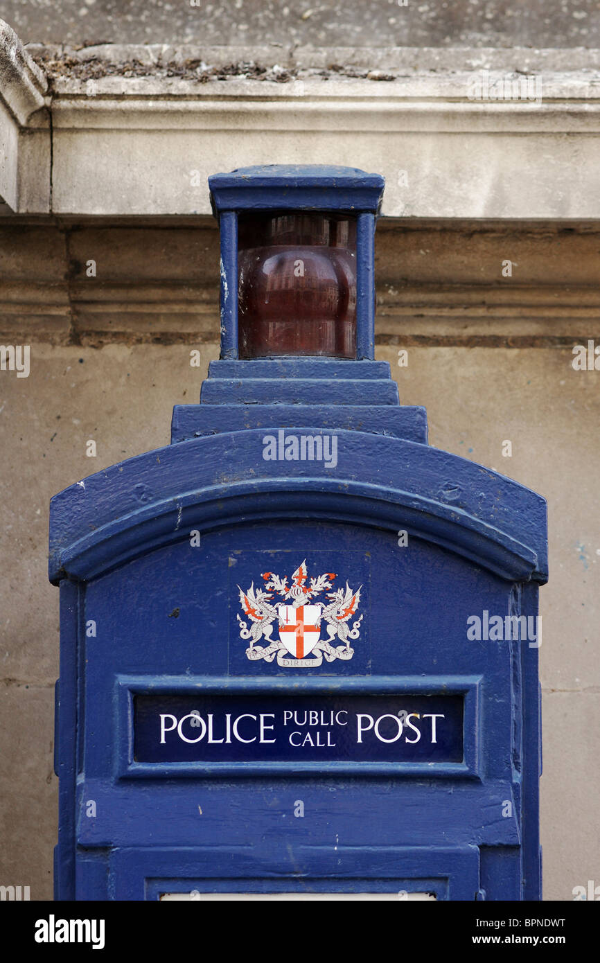 Blue Police phone box, London, England Stock Photo