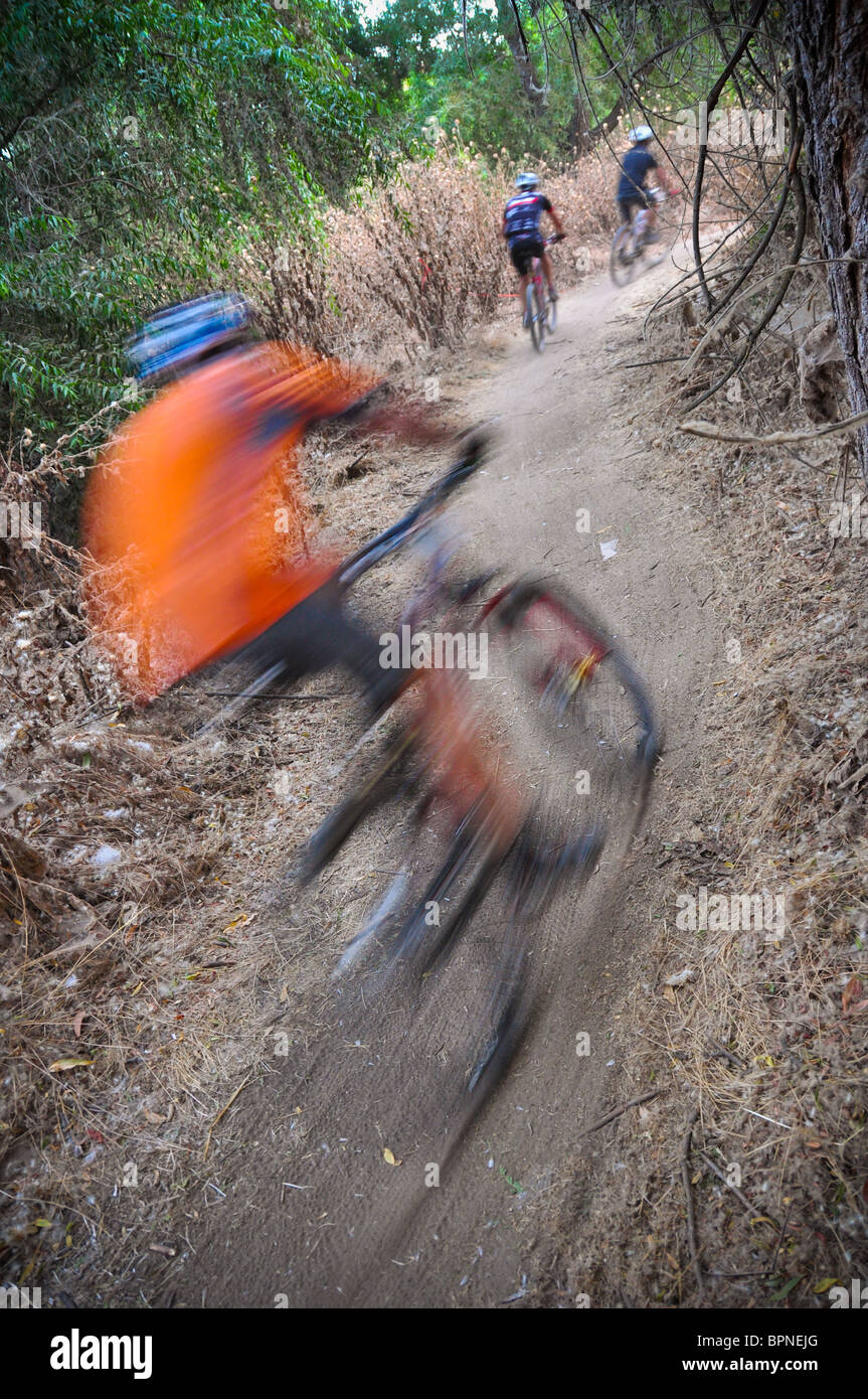 Mountain bike races at Irvine Lake in Southern California Stock Photo