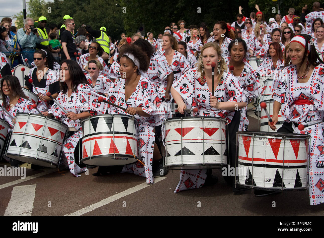 brasilian samba drummers parade drums large brazil Stock Photo - Alamy