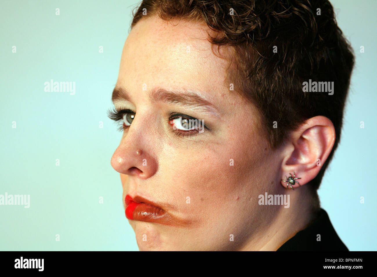 Face with smudged makeup Stock Photo Alamy