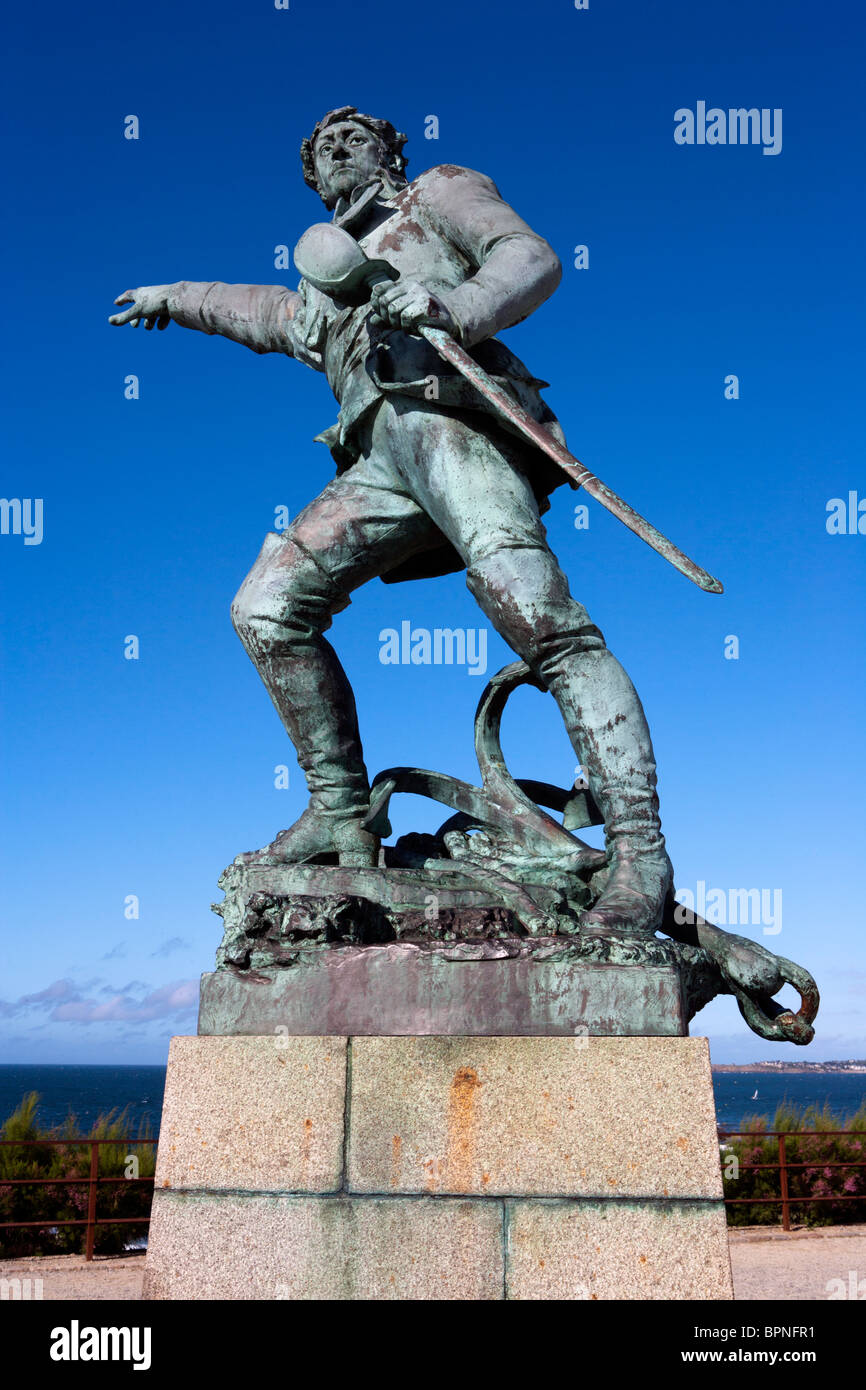 Statue of Robert Surcouf, Corsair, St Malo, France Stock Photo Alamy