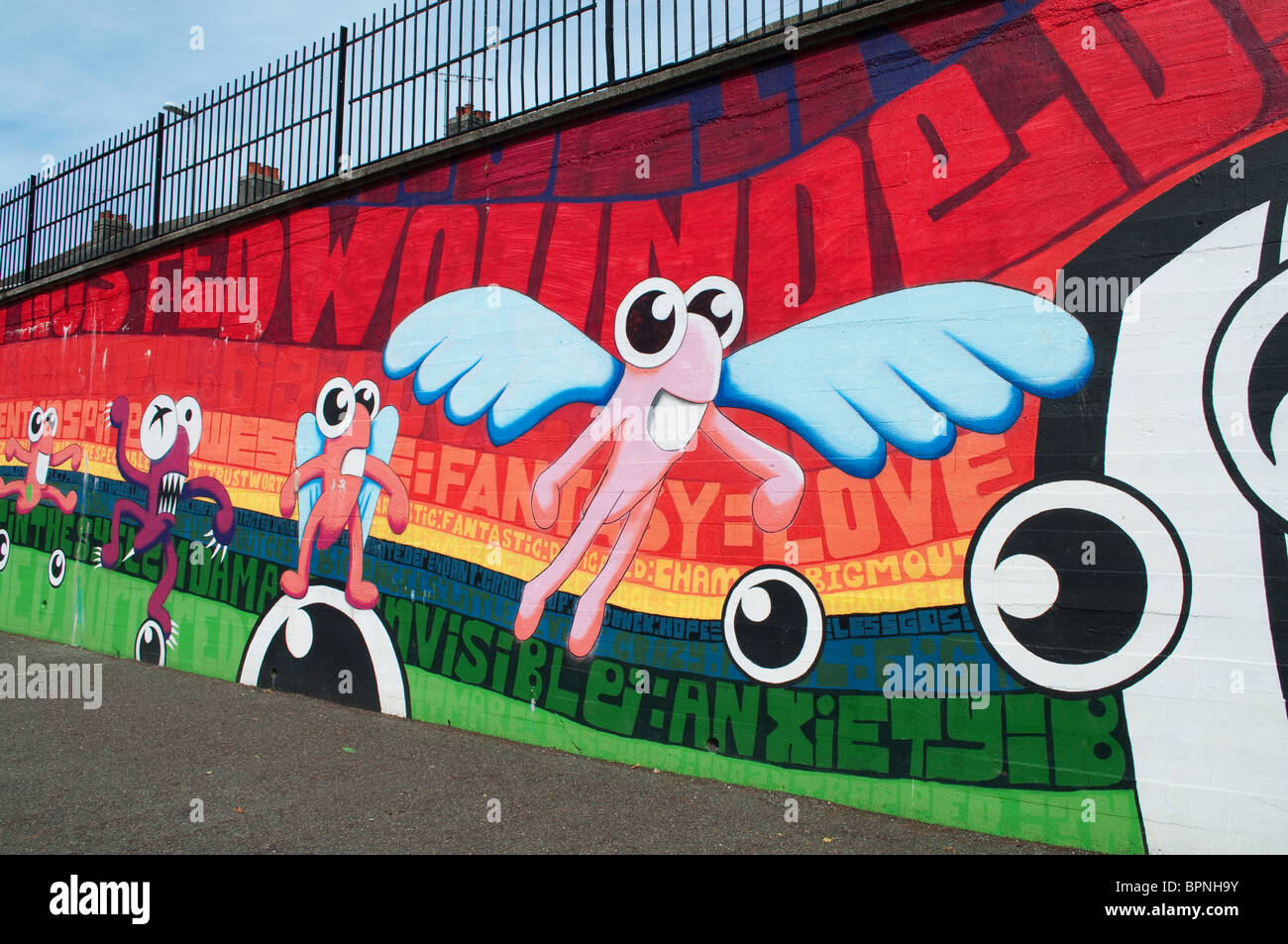 wall art, legal graffiti in a park in truro, cornwall, uk Stock Photo