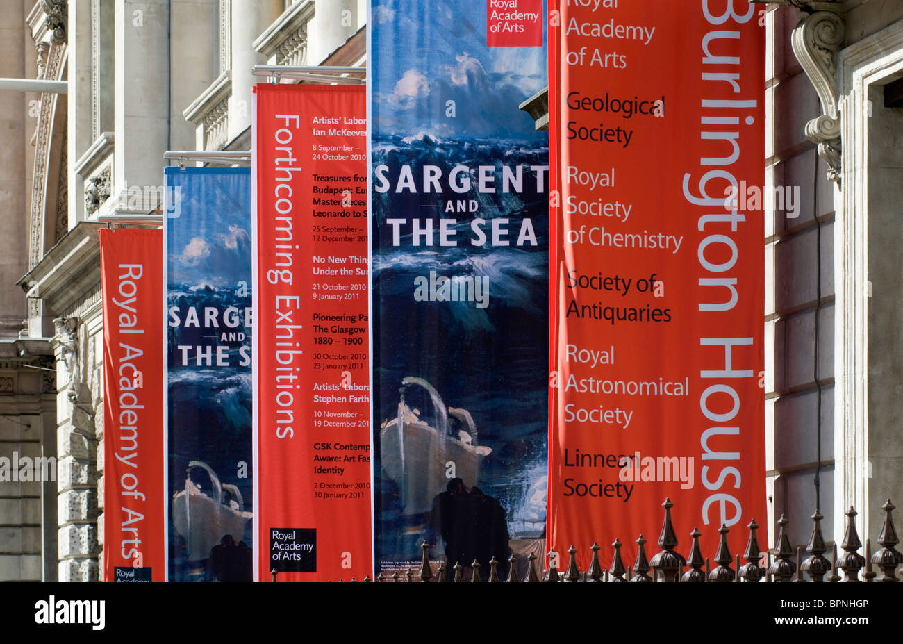 Banners Outside Burlington House Royal Academy Of Arts