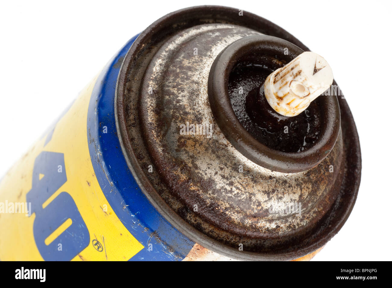 Old spray can of lubrication fluid Stock Photo