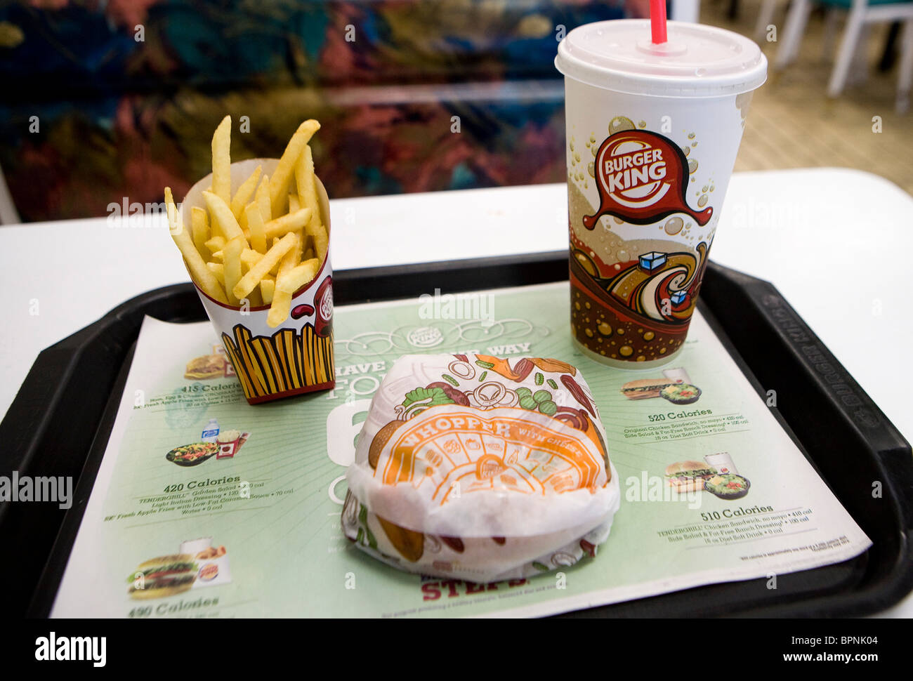 A Burger King Whopper Value Meal With Drink And French Fries Stock a-burger-king-whopper-value-meal-with-drink-and-french-fries-stock