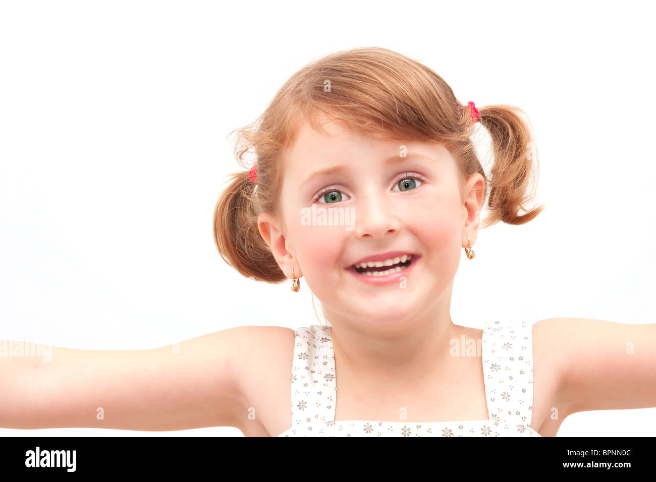 Portrait of a little girl isolated on white background Stock Photo - Alamy