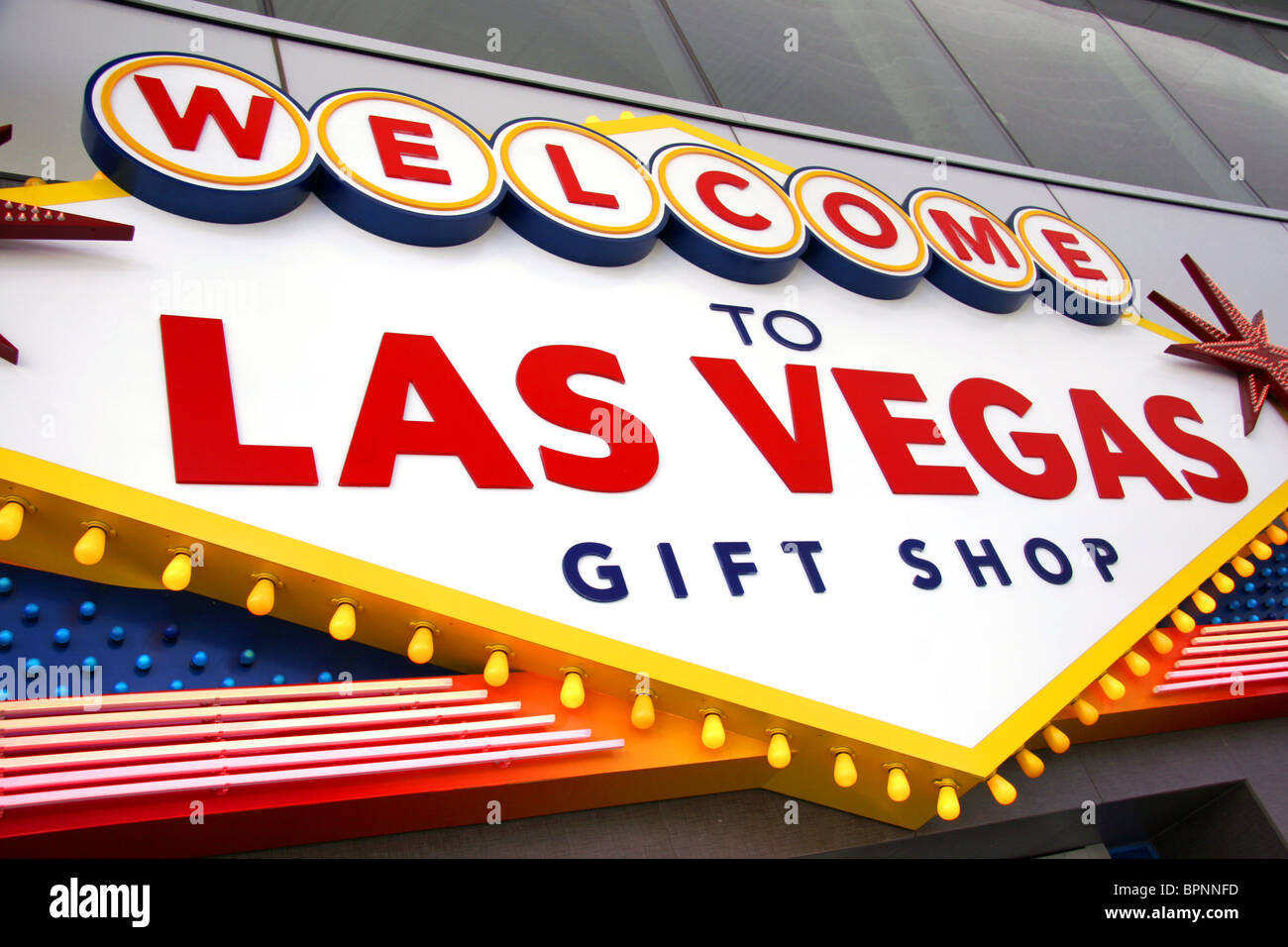 Welcome to Las Vegas Gift Shop sign, Las Vegas, Nevada, USA Stock Photo
