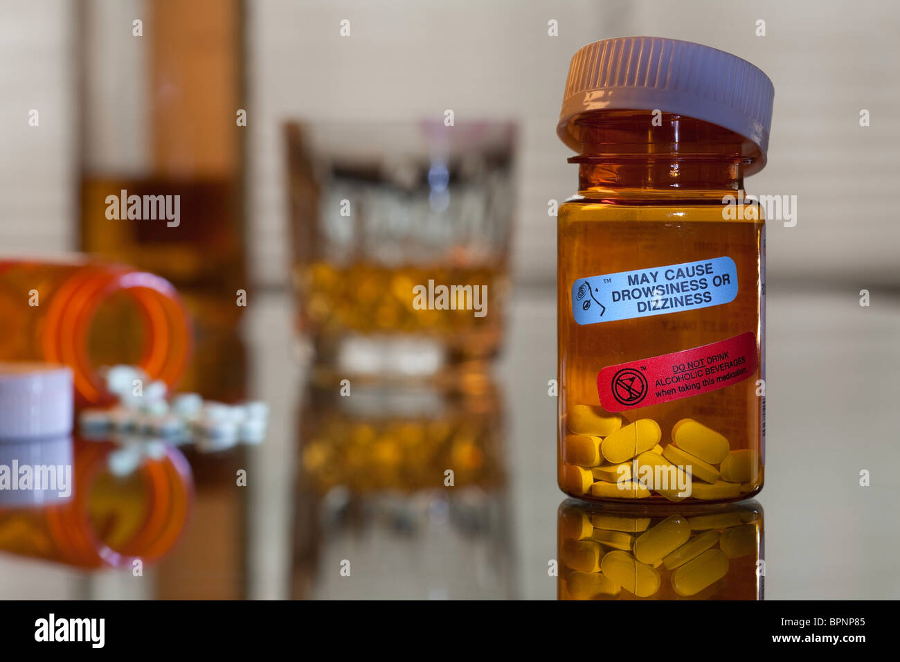 Drugs and Alcohol Abuse Still life Stock Photo