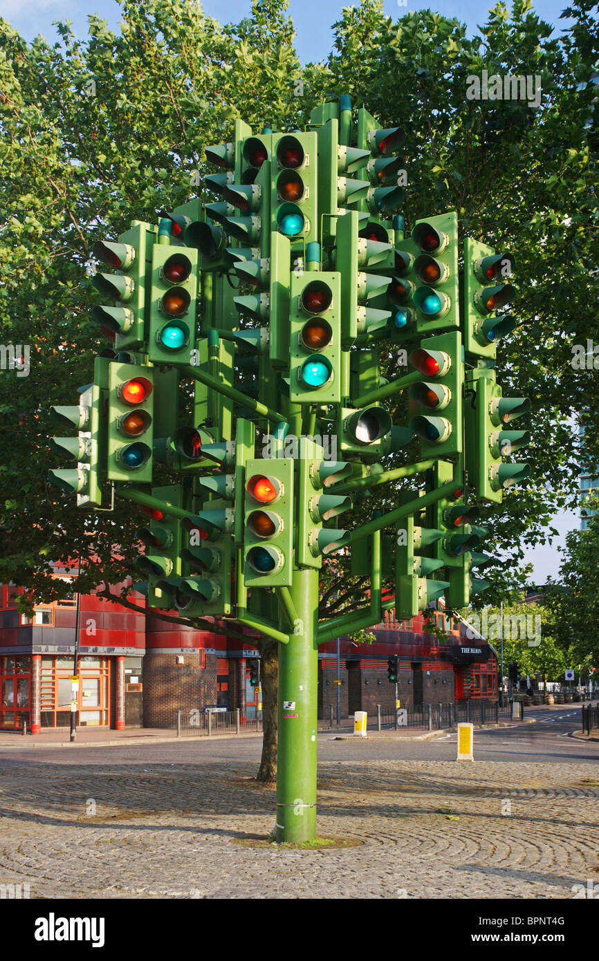 Traffic Light Tree, Docklands, London Stock Photo Alamy