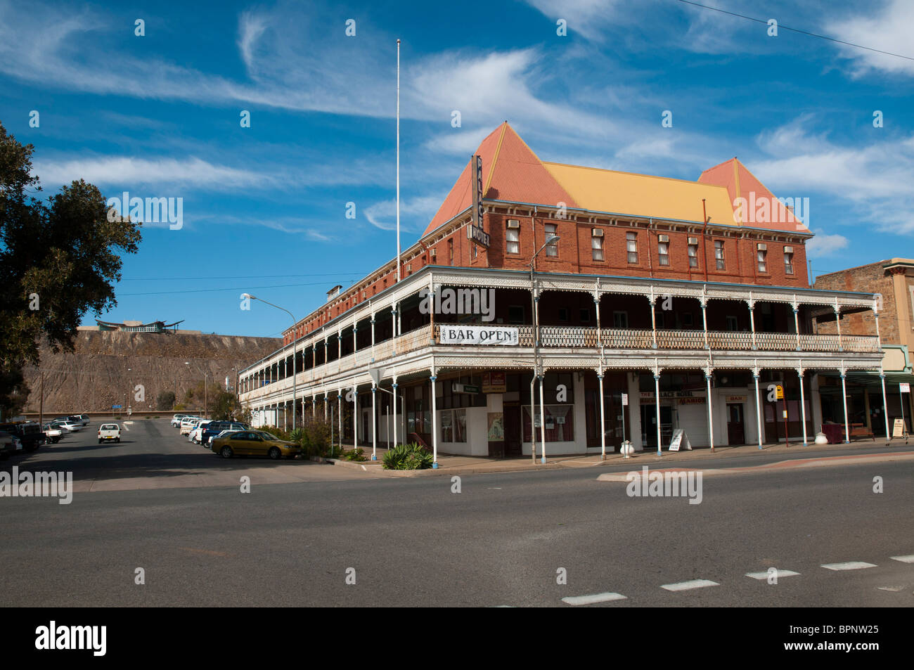 The ornate Palace Hotel in the New South Wales mining town of Broken Hill featured in the movie, 'Priscilla Queen of the Desert' Stock Photo