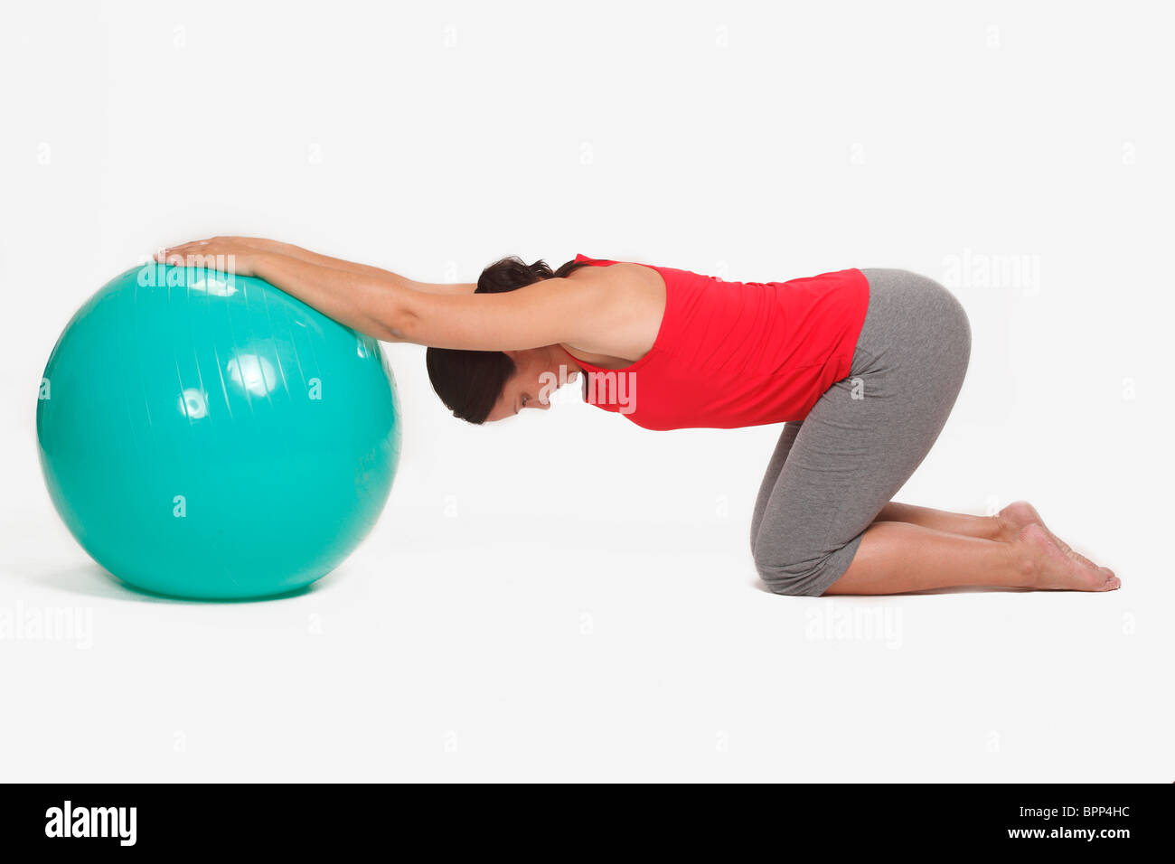 Woman, callistenic stability ball / callistenics, side Stock Photo