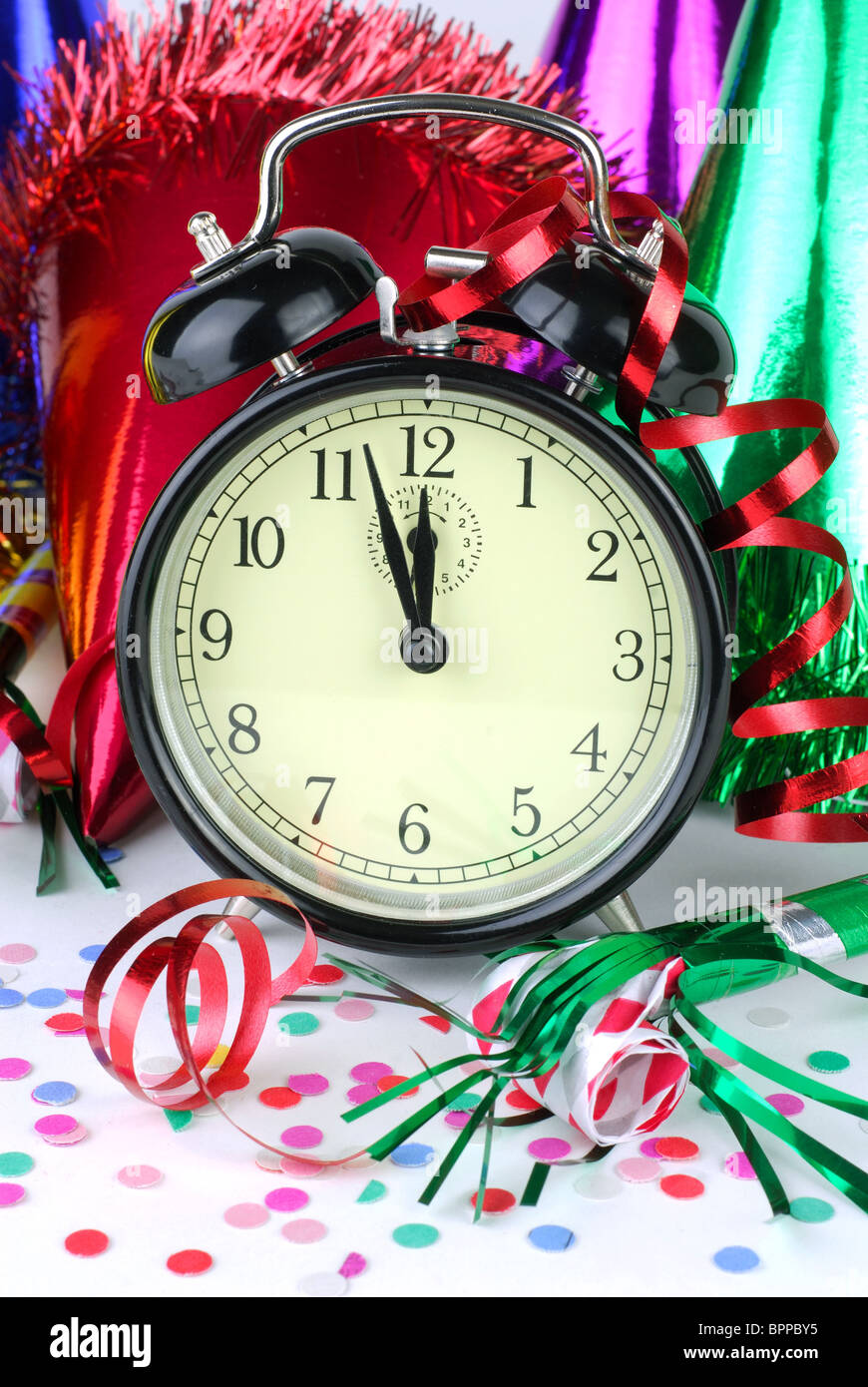 Clock Counting Down To The New Year At A Party Celebration Stock Photo