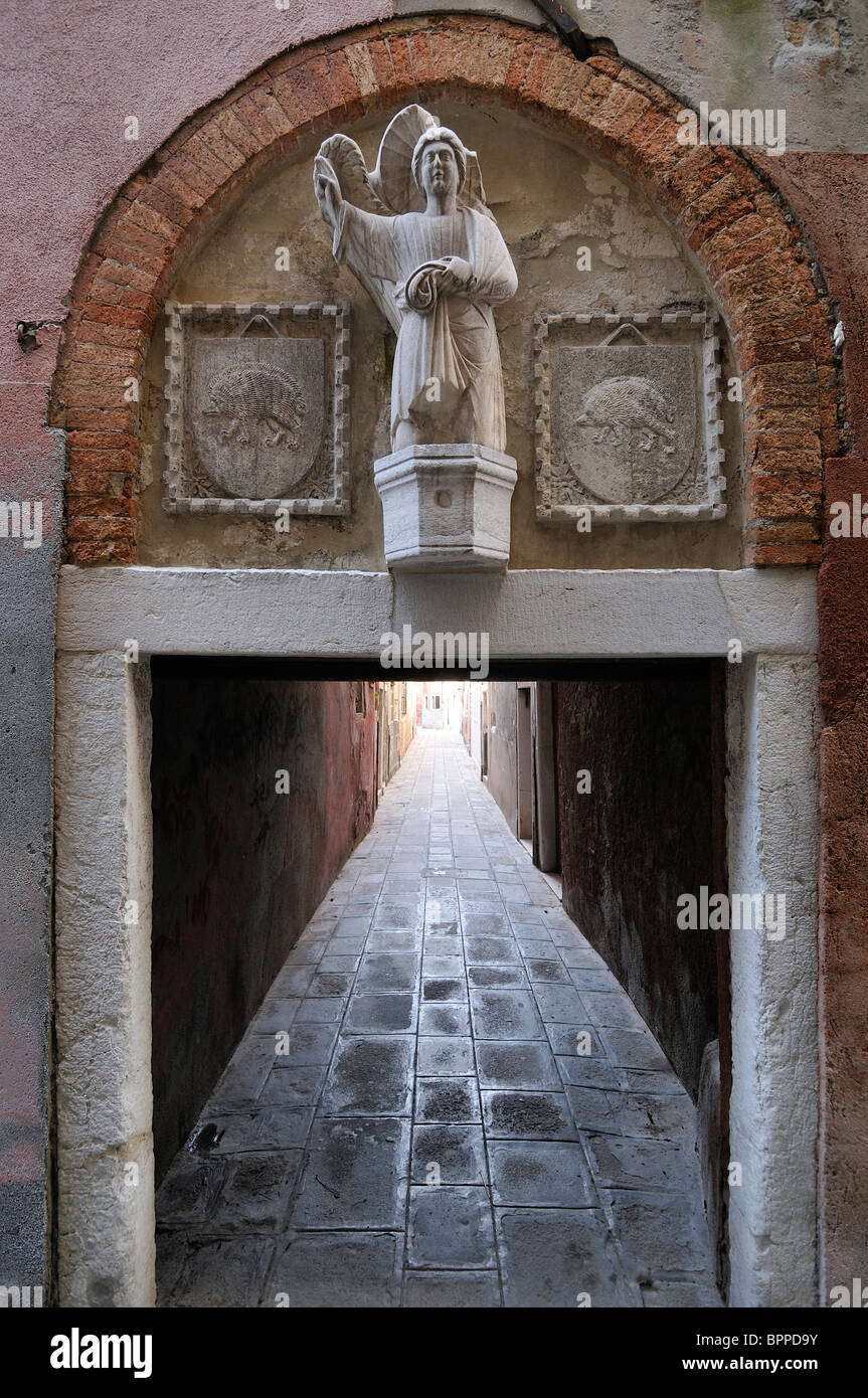 Venice. Italy. Narrow Calle in Castello. Stock Photo