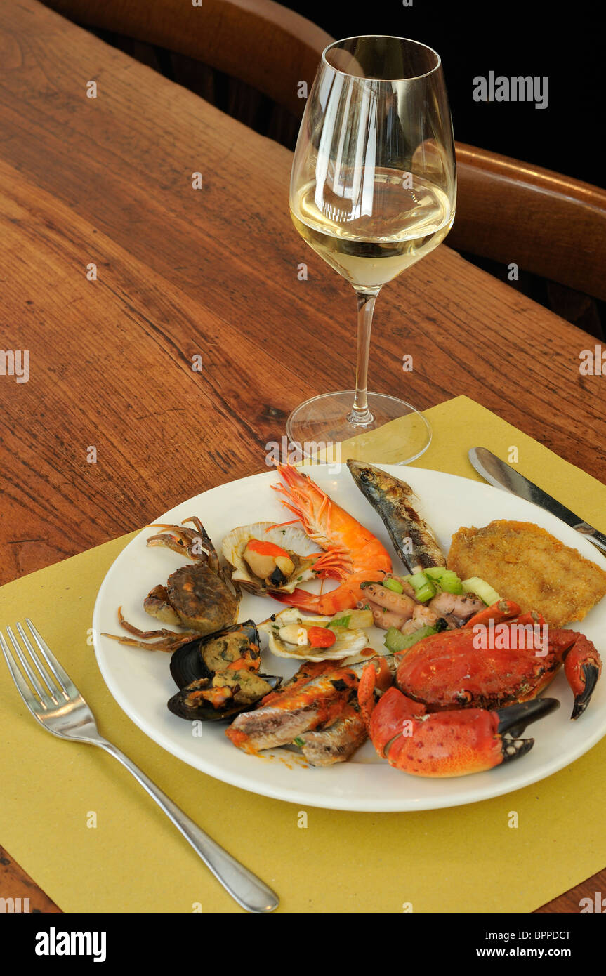 Venice. Italy. Platter of Cicchetti, typical Venetian appetizers. Stock Photo