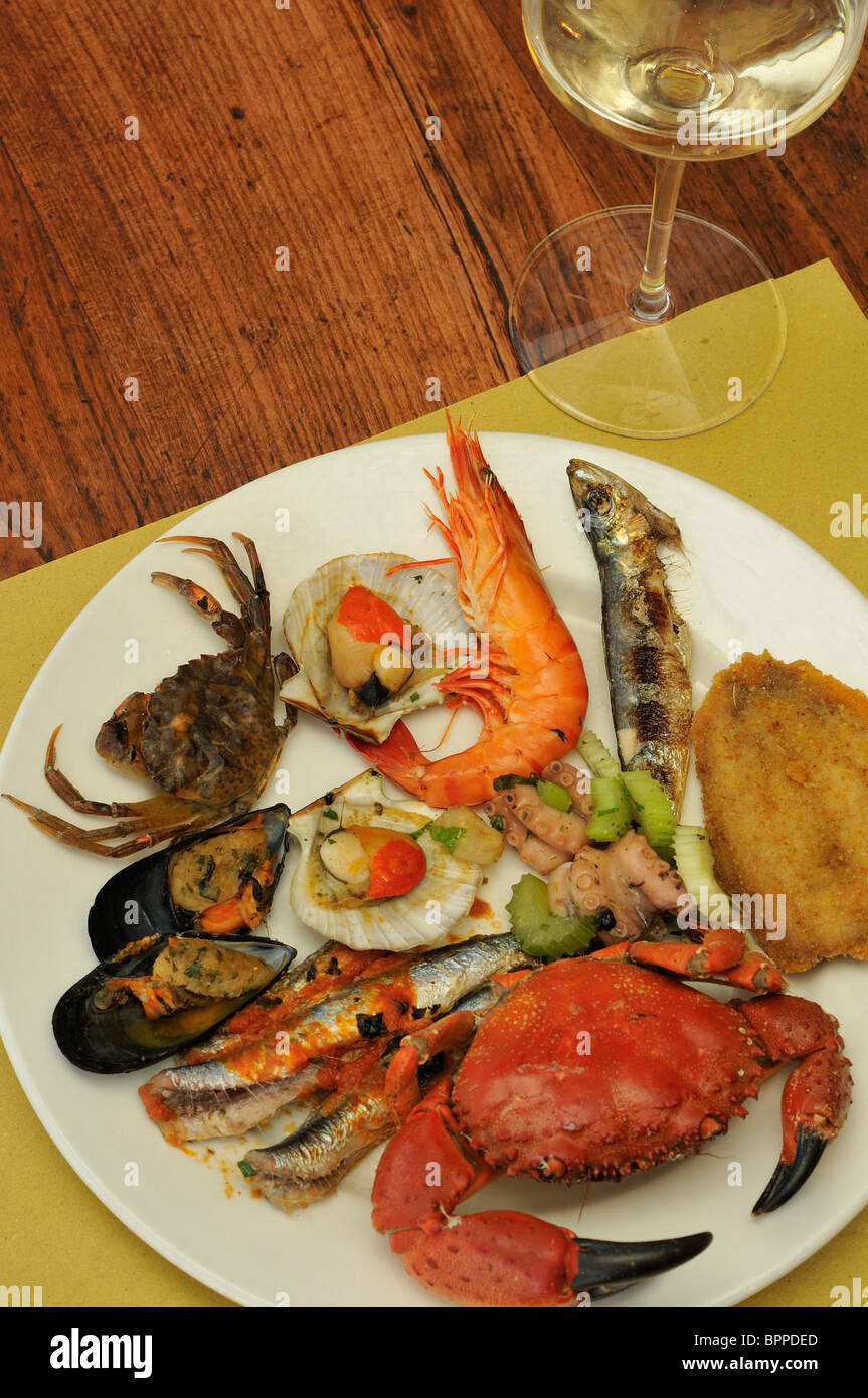 Venice. Italy. Platter of Cicchetti, typical Venetian appetizers. Stock Photo