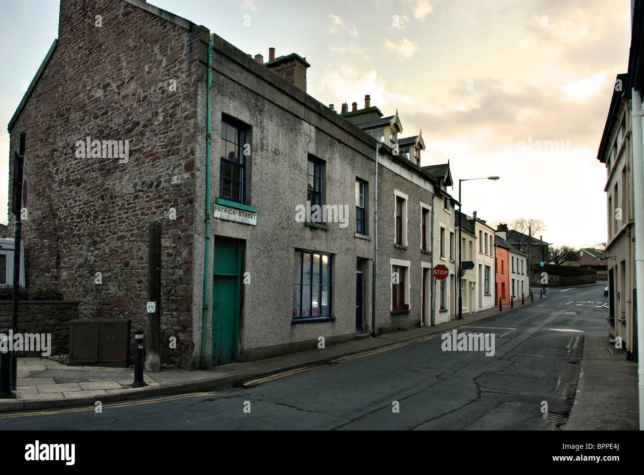 Patrick Street, Peel, Isle of Man on winter afternoon Stock Photo