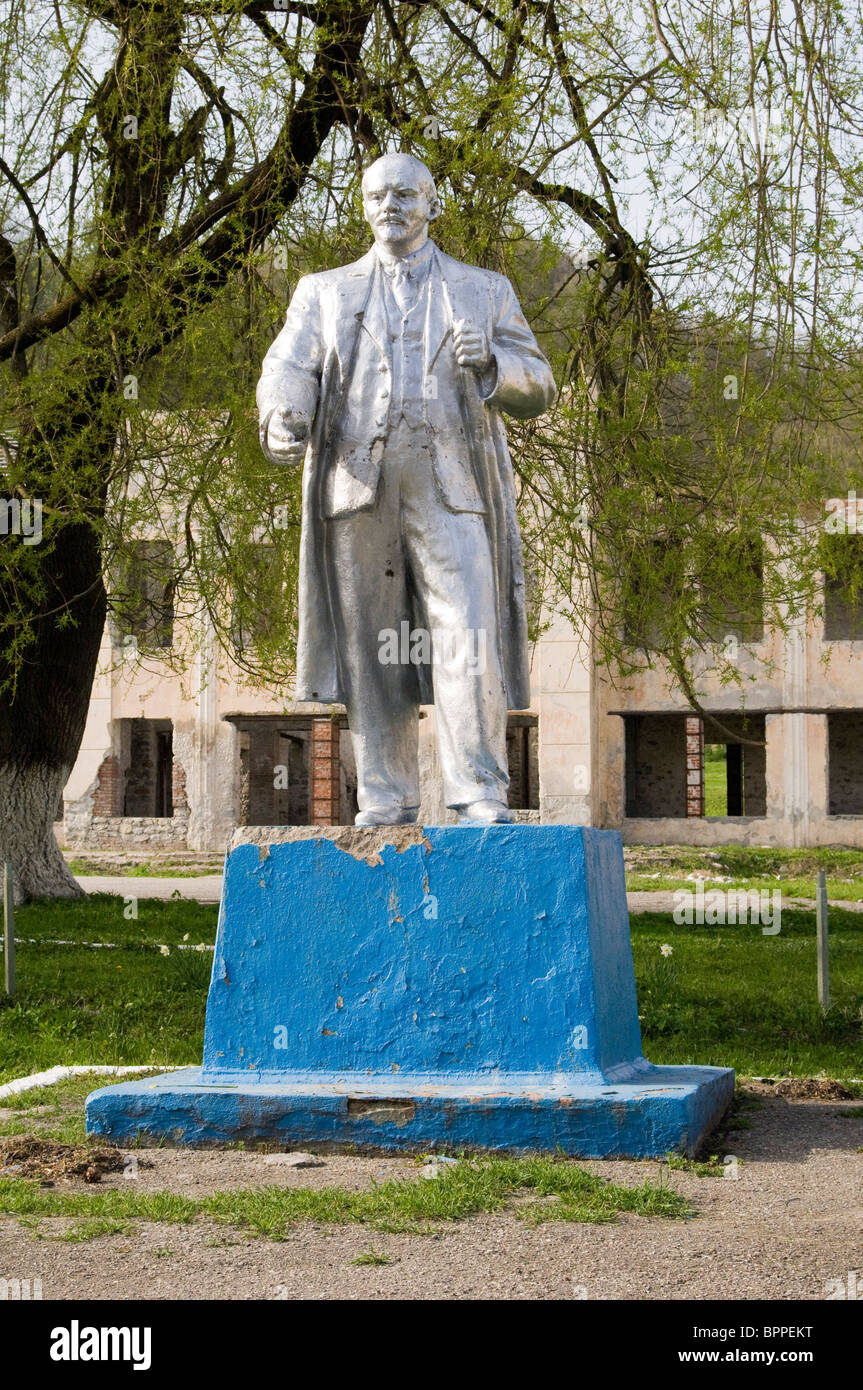 A silver painted Lenin statue in the North Caucasus of Southwestern Russia Stock Photo
