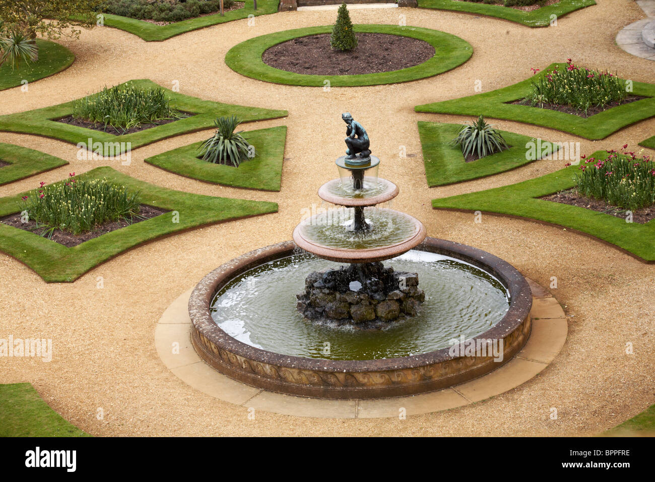 Looking Down On Formal Gardens With Water Fountain At Osborne House Stock Photo Alamy
