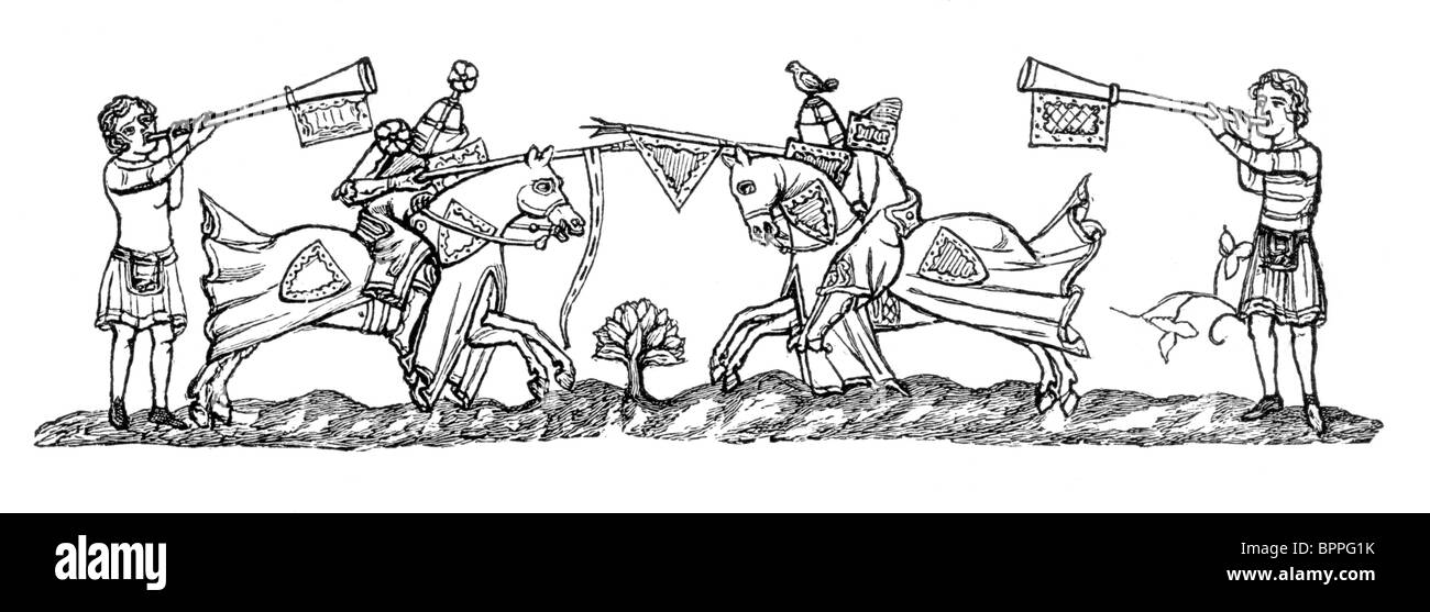Black and White Illustration taken from the Smithfield Decretals or the Decretals of Gregory IX; Late 13th or early 14th century Stock Photo