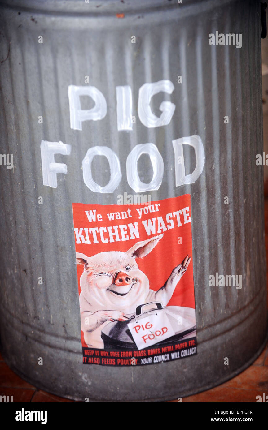 World War 2 poster 'we want your kitchen waste' to feed the pigs inside Newhaven Fort Stock Photo