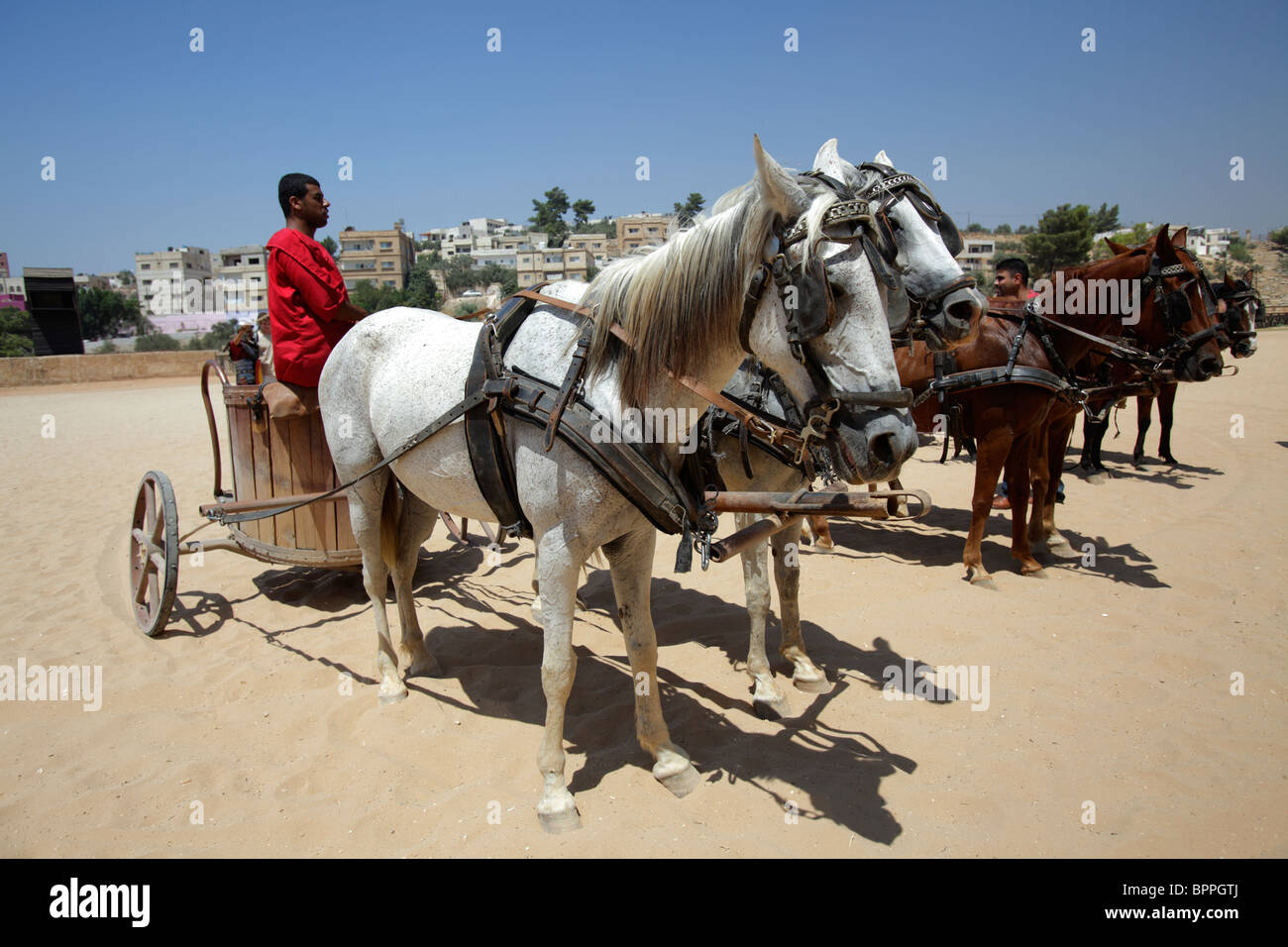 Roman chariots, Jerash, Jordan Stock Photo