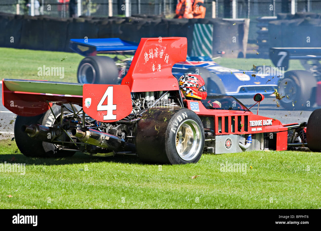 Lola T332 Formula 5000 Racing Car on The Avenue at Oulton Park Motor Racing Circuit Cheshire England United Kingdom UK Stock Photo