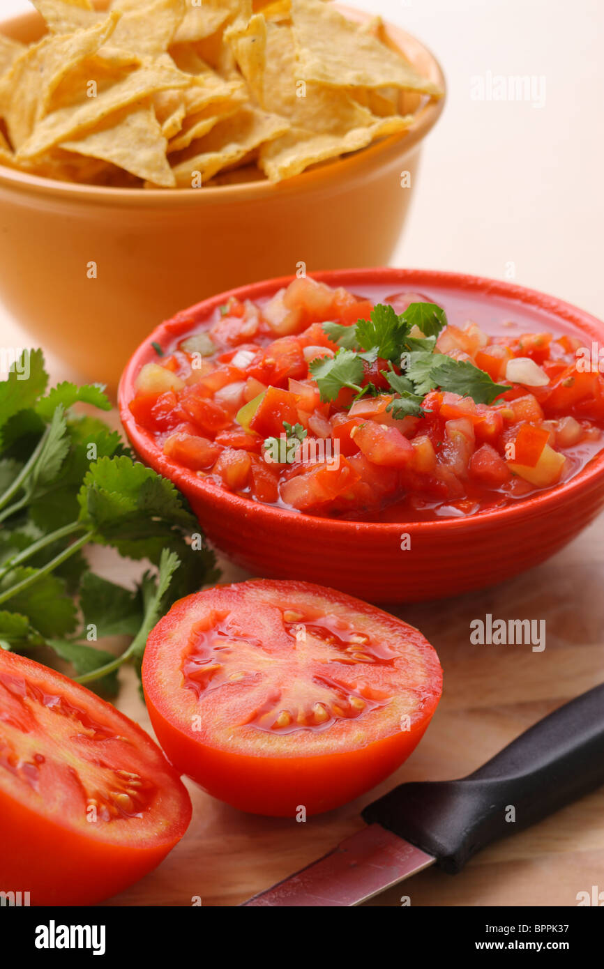 Salsa and ingredients Stock Photo Alamy
