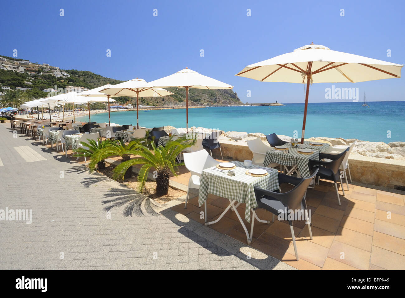 Restaurants on Marina Espanola, The Port, Javea, Spain Stock Photo Alamy