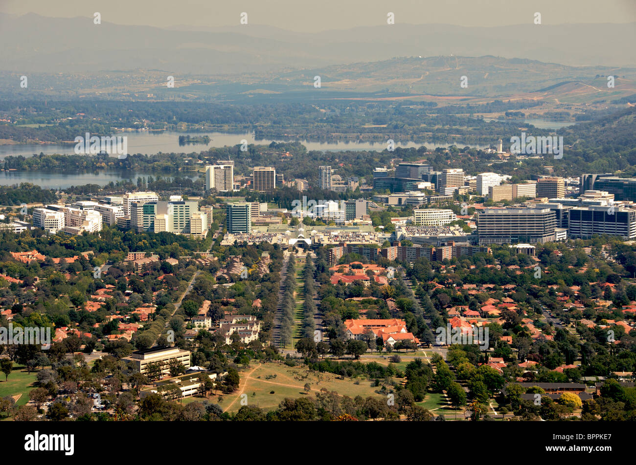 Aerial view commercial area Canberra ACT Australia Stock Photo