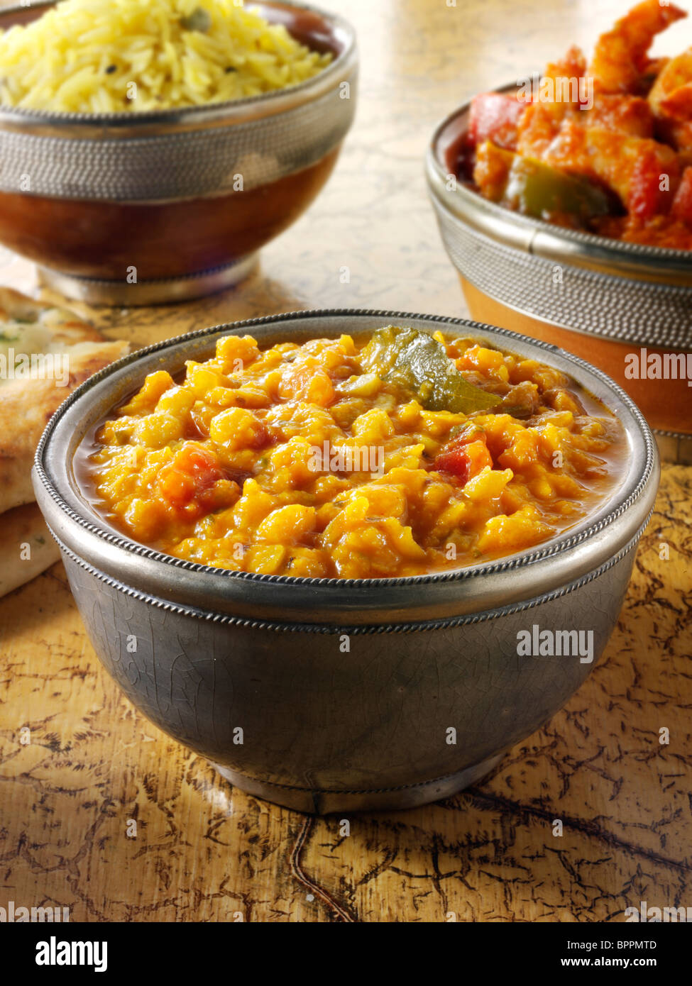 Tarka Dahl curry & rice, Indian food recipe pictures, photos & images