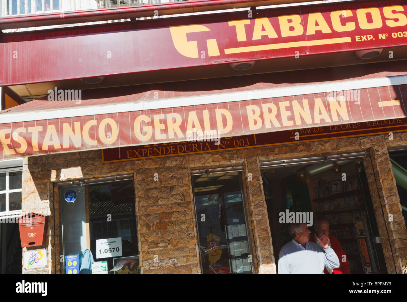 Estanco Gerald Brenan. The Gerald Brenan tobacco shop in Alhaurin el Grande, Malaga Province, Spain. Stock Photo