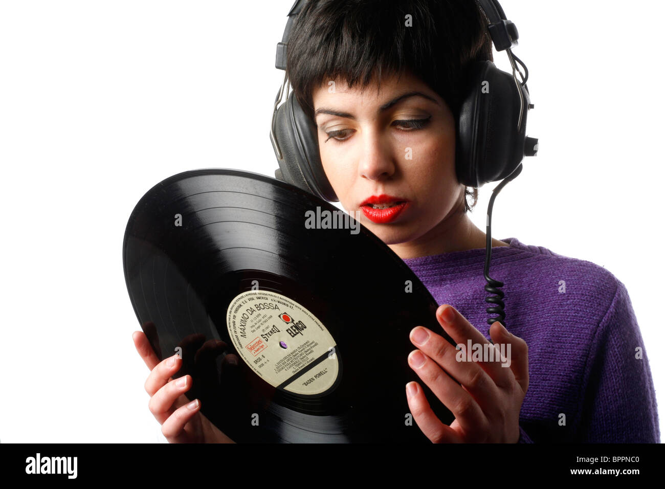 A girl listening music Stock Photo