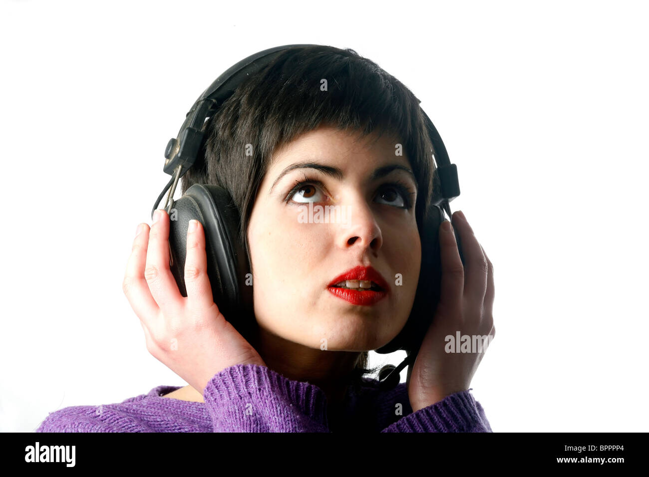 A girl listening music Stock Photo Alamy