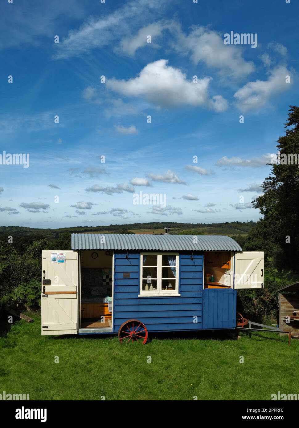 Restored shepherds hut at Nutley, Ashdown Forest. Stock Photo