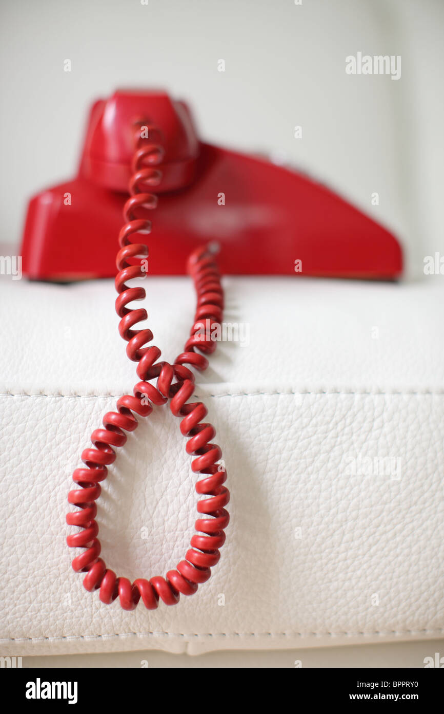 Red retro telephone Stock Photo