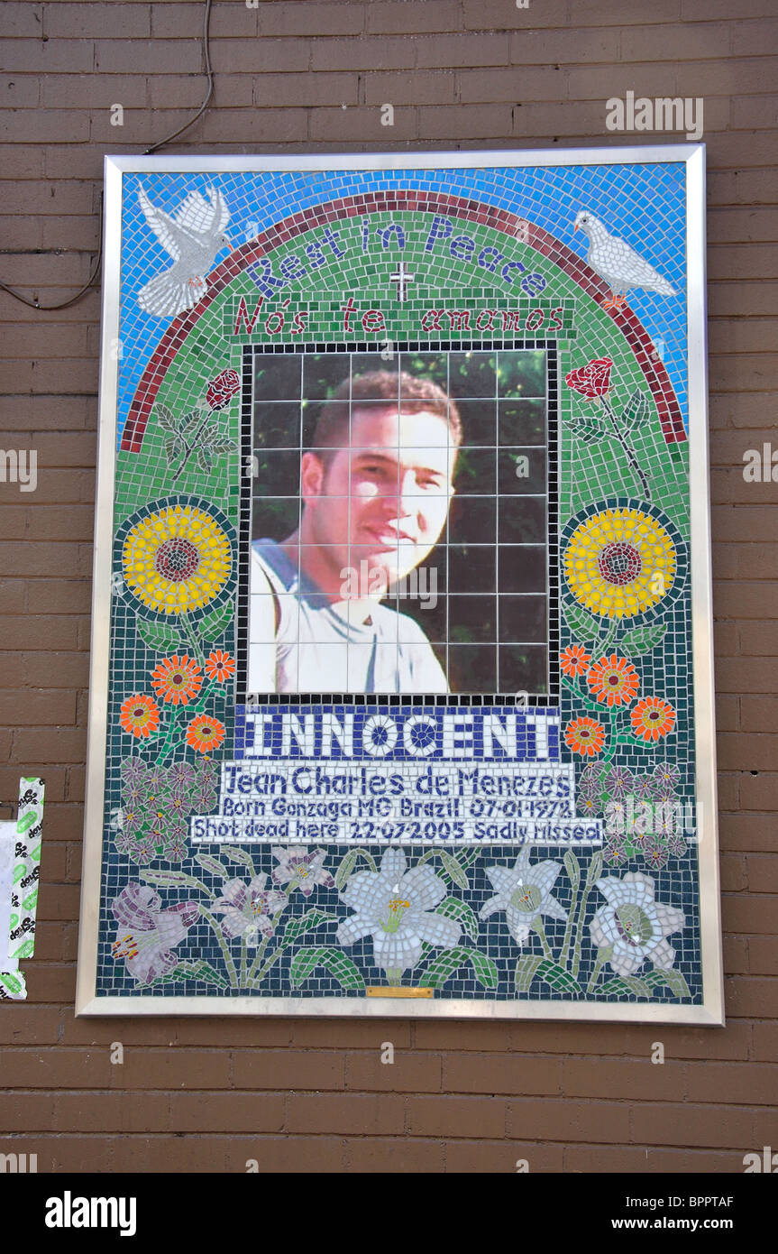 Jean Charles de Menezes memorial plaque, Stockwell, London Borough of  Lambeth, Greater London, England, United Kingdom Stock Photo - Alamy