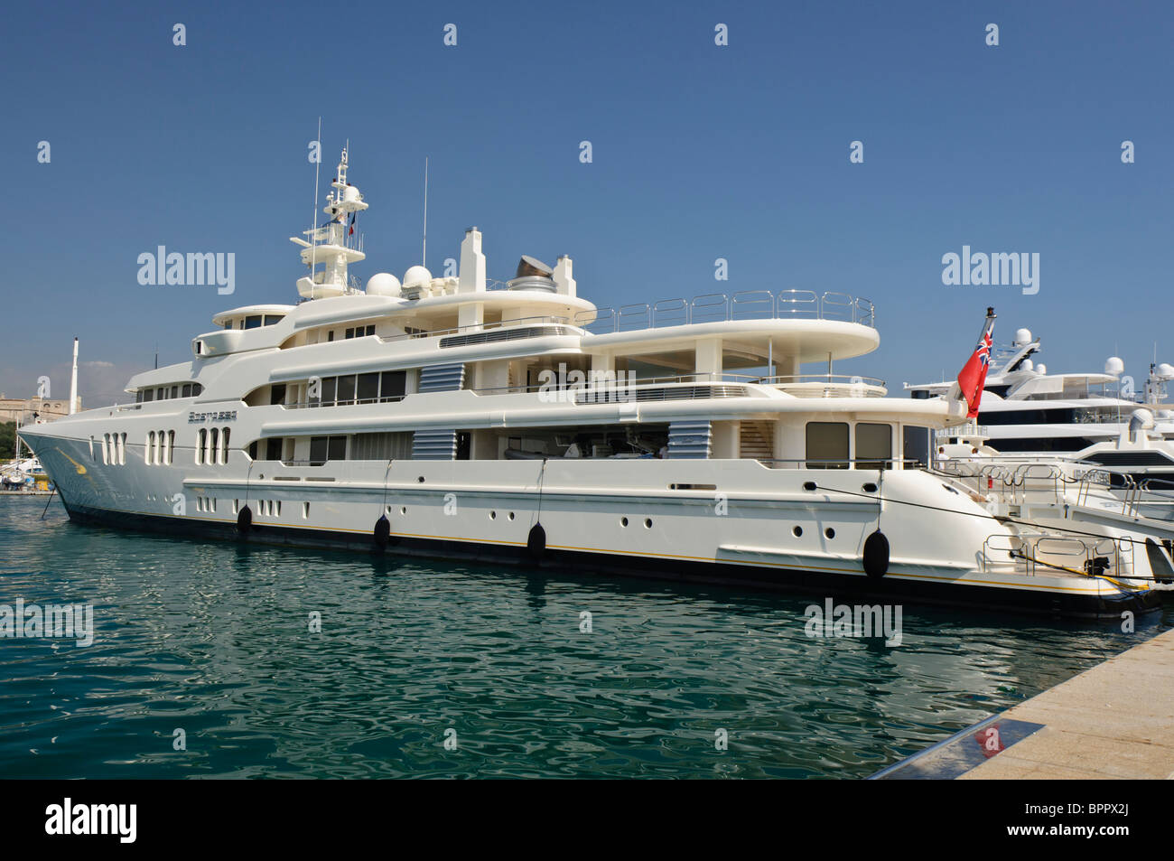 Superyacht "Ecstasea" moored at the marina in Antibes, France Stock