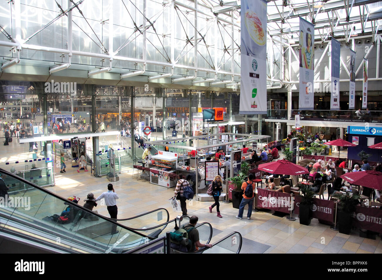 Paddington Railway Station Food Hall, Paddington, City of Westminster, Greater London, England, United Kingdom Stock Photo