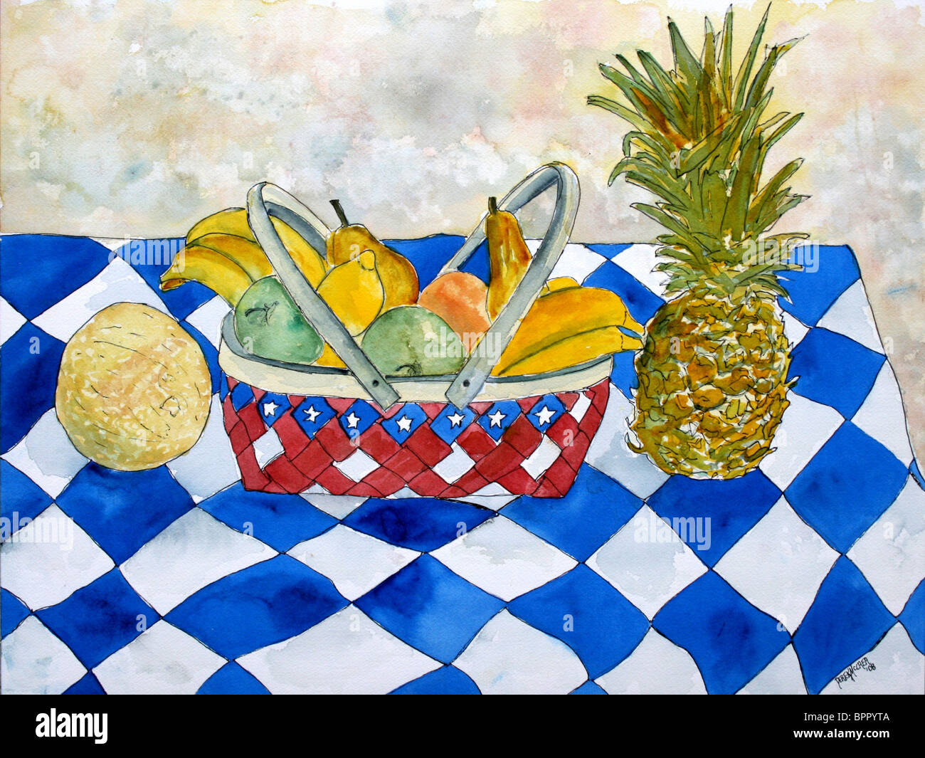 still life with fruit painting Stock Photo - Alamy