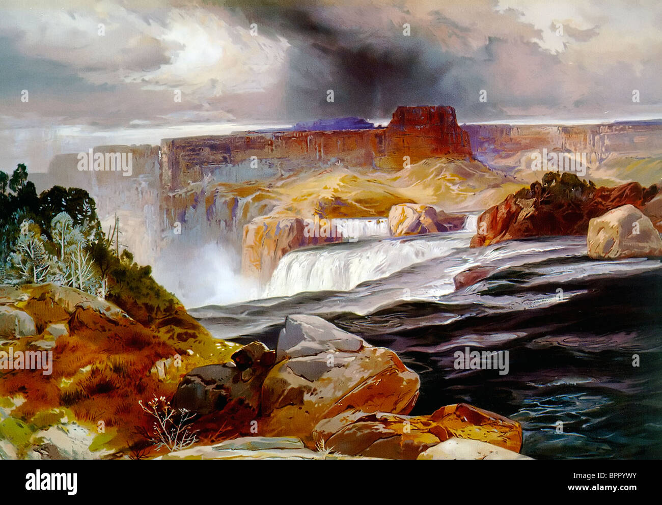 Great Falls of Snake River, Idaho territory circa 1876 Stock Photo
