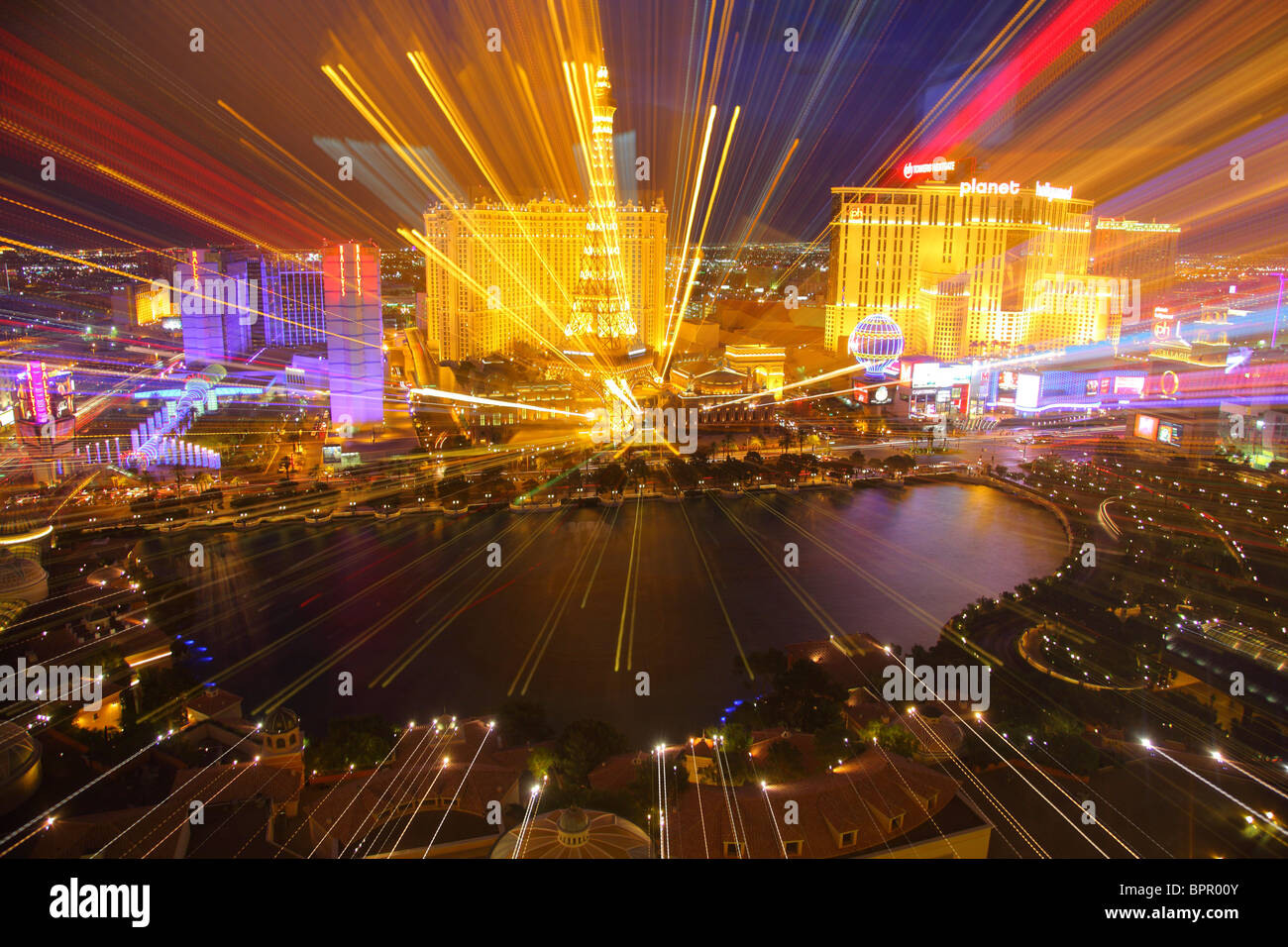 Zoom out effect, Las Vegas Strip Stock Photo