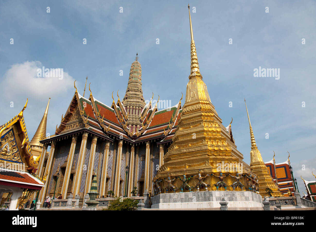 Royal Panthenon called Prasat Phra Thap Bidon, behind a gilded chedi, Grand Palace, Bangkok, Thailand Stock Photo