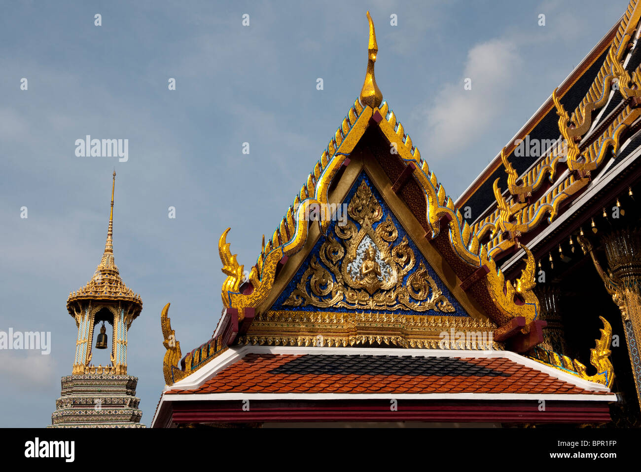 ornate gold-lined roof, Grand Palace, Bangkok, Thailand Stock Photo