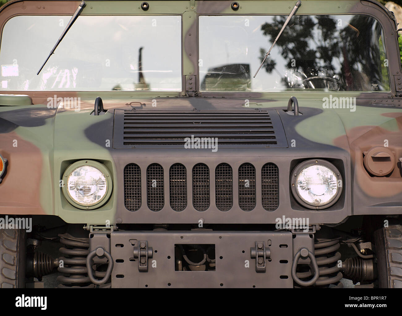 Frontal view of a large army jeep Stock Photo