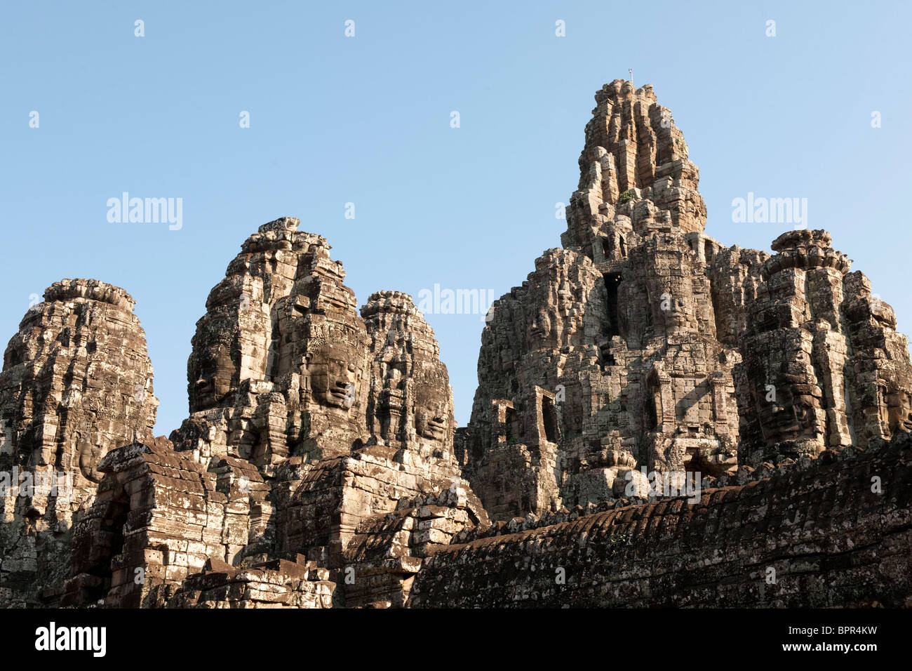Face Towers, The Bayon, Angkor Thom, Siem Reap, Cambodia Stock Photo