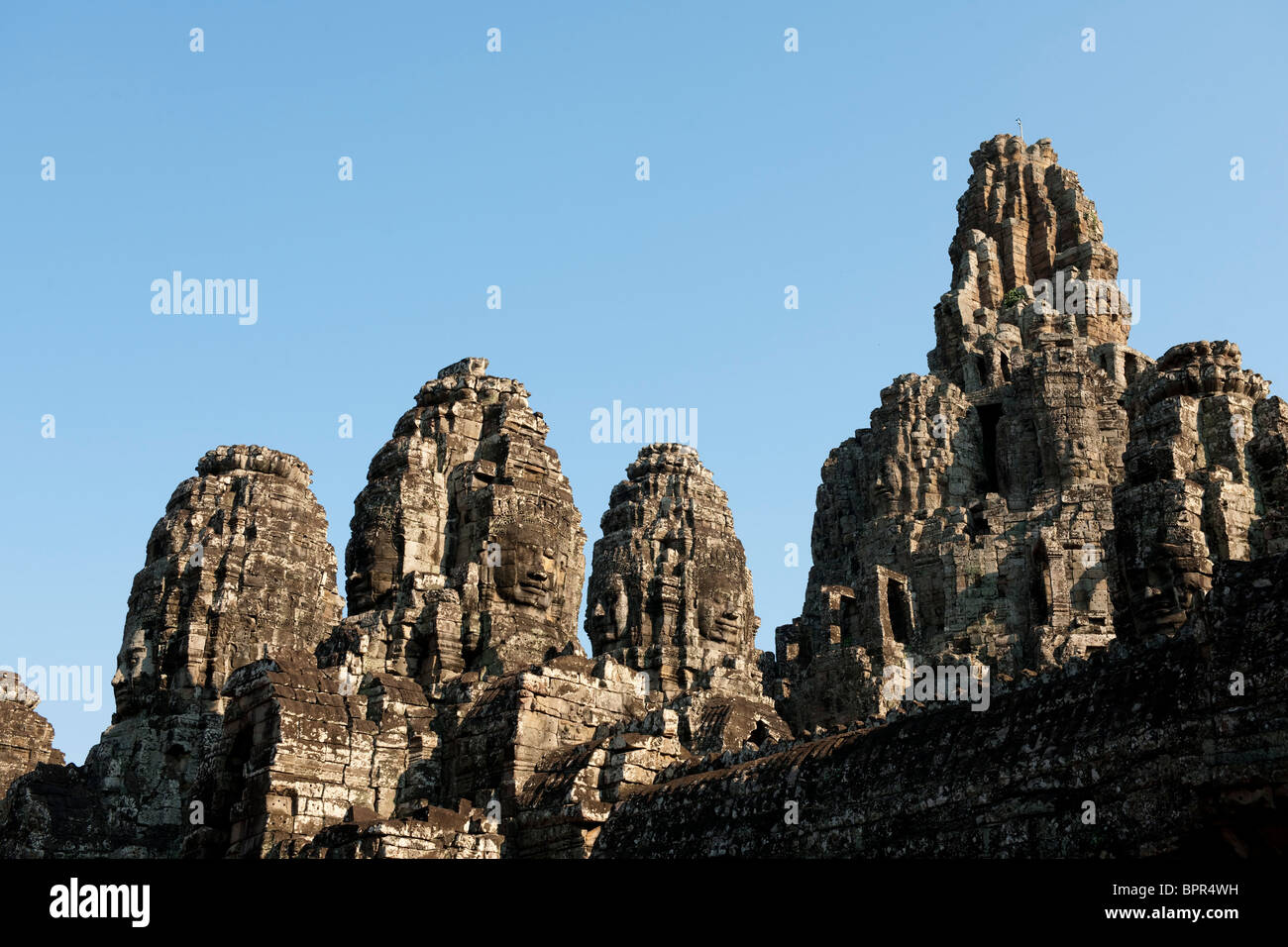 Face Towers, The Bayon, Angkor Thom, Siem Reap, Cambodia Stock Photo
